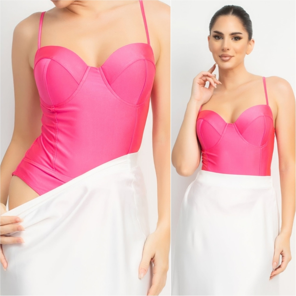 Glimmering Goddess Sweetheart Bodysuit - Pink